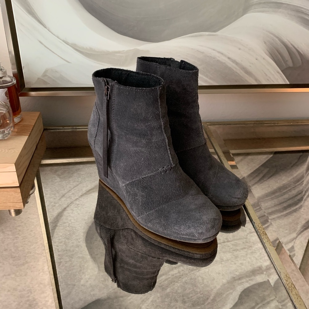 TOMS Patchwork Wedge Booties